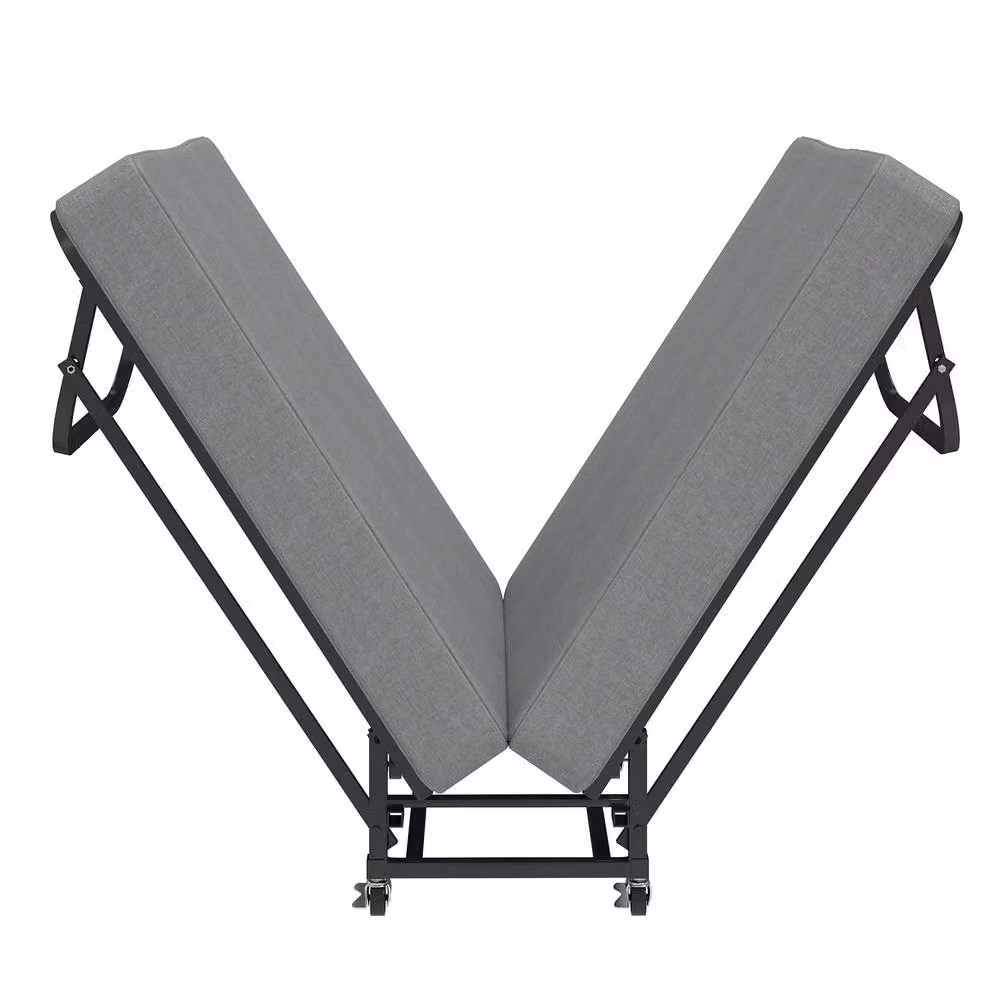 Matteo Portable Folding Single Guest Rollaway Bed with Grey Memory Foam Mattress – 2