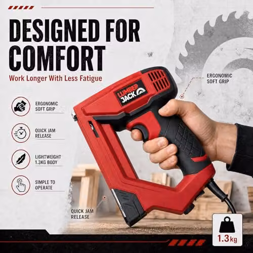 Lumberjack 2 in 1 Electric Brad Nailer and Stapler Gun in Red – 5