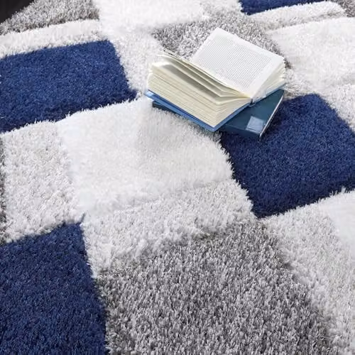 Phoenox Textiles Limited Origins 3D Geo Shaggy Rug in Navy Blue, W: 120 cm, L: 170 cm – 4