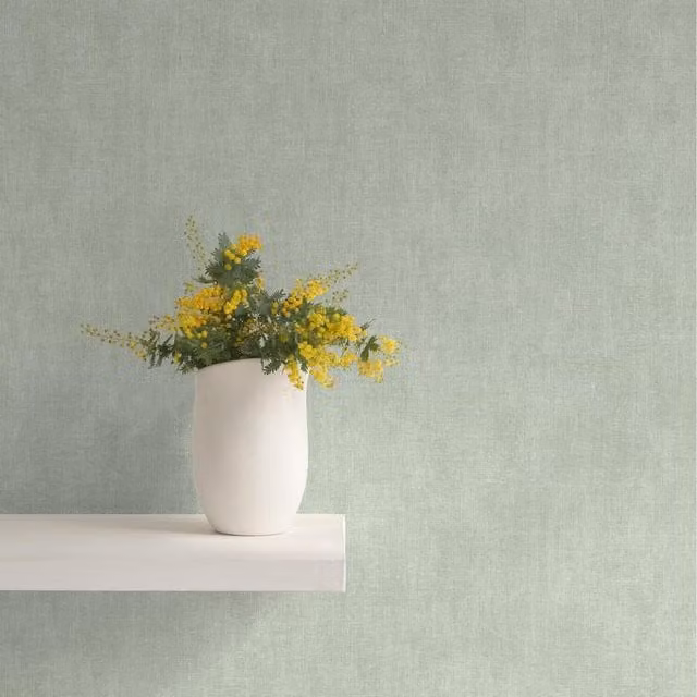 Muriva Abstract Plain Green and Silver Minimalist Washable Paper Wallpaper