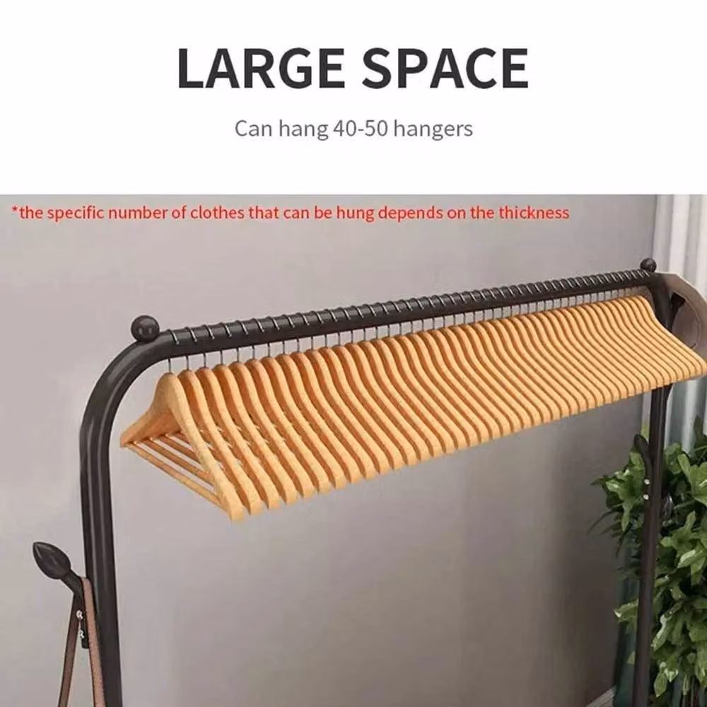 FLAVORA Heavy Duty Double Rail Clothes Rack with Multi Shelves in Matt Black Metal – 4