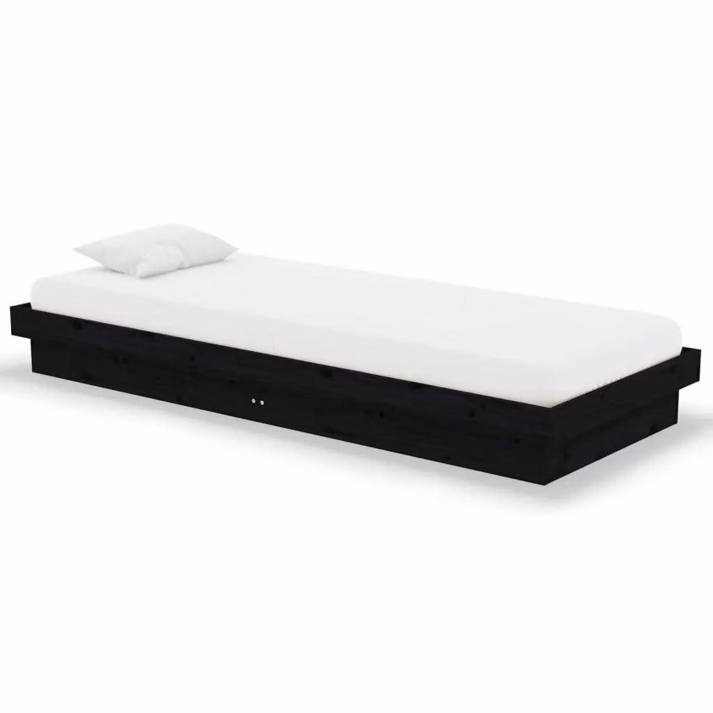 Berkfield Home Small Single Solid Wood Bed Frame in Black, W/D/H: 75 x 190 cm – 2