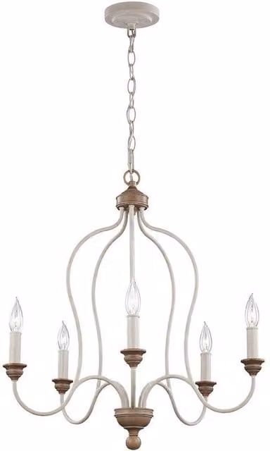 Netlighting Hartsville 5 Light Chandelier in White with Beachwood Finish and E14 Base