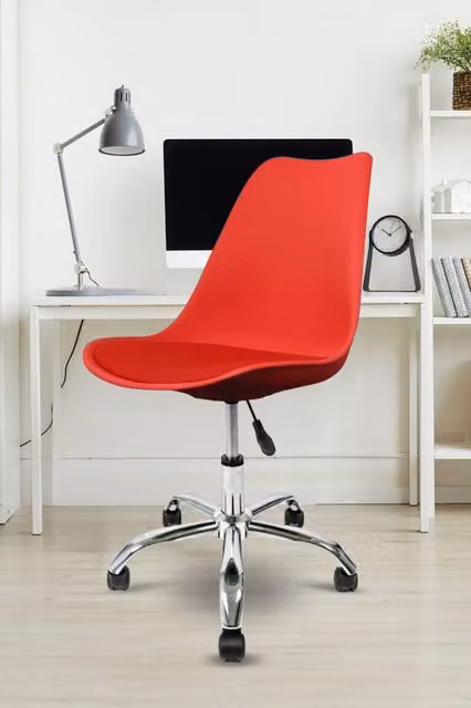 Fusion Living Soho Red Plastic Dining Chair with Swivel Base – 1