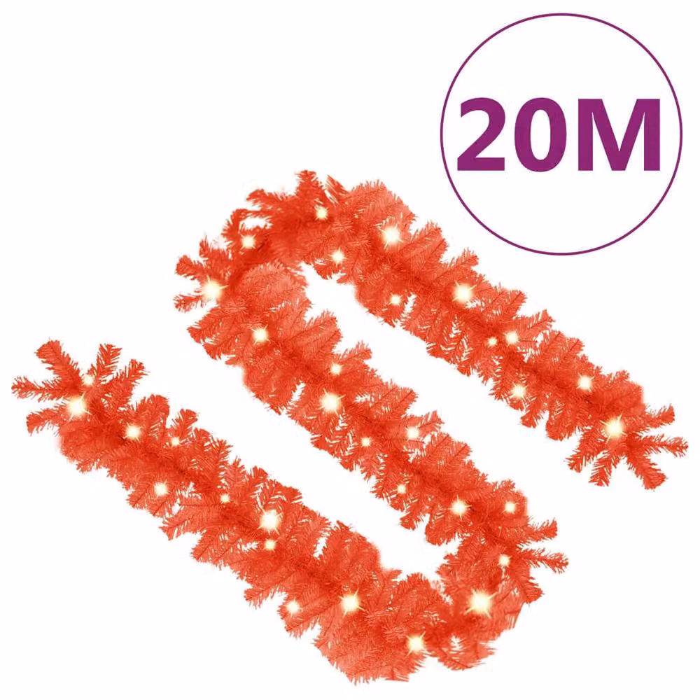 Berkfield Home Red Christmas Garland with LED Lights, 20 m – 6