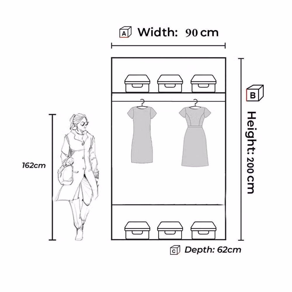 Sliding Wardrobes 4U Modern Mirror Sliding Wardrobe with Integrated LED Light, Light Oak, W: 90 cm, H: 200 cm – 2