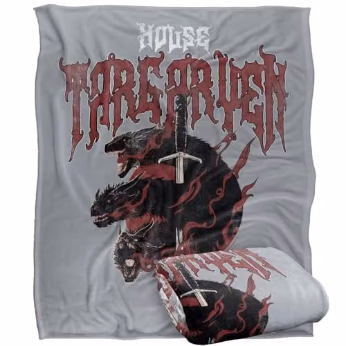 Warner Bros. Game of Thrones House Targaryen Dragon Silky Touch Super Soft Fleece Throw Blanket, Multicolour, W/H: 127 x 152.4 cm – 1