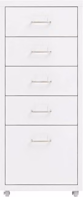 Berkfield Home Mobile Metal File Cabinet in White, W/D/H: 28 x 41 x 69 cm
