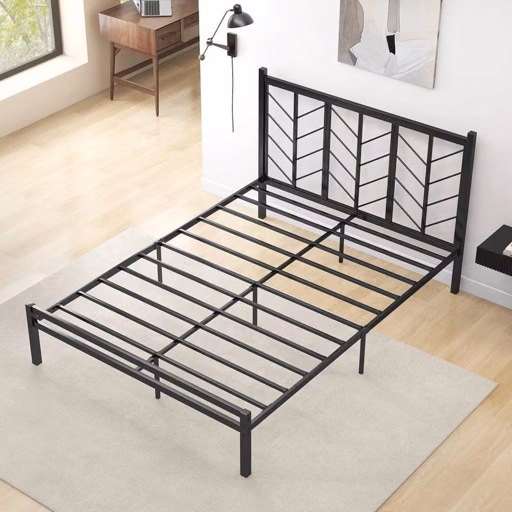 Havendro King Size Metal Platform Bed Frame with Branch Shaped Headboard in Black, W: 180 cm, L: 200 cm – 2