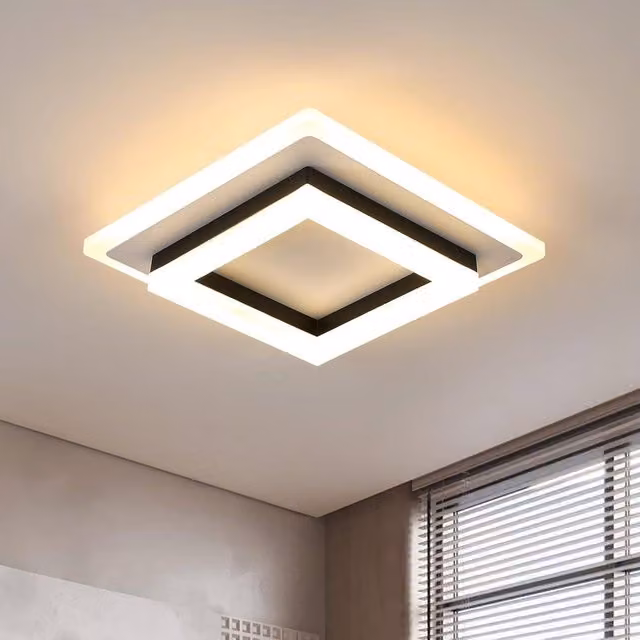 Goeco Modern Square LED Ceiling Light, 24W, White Acrylic and Metal – 1
