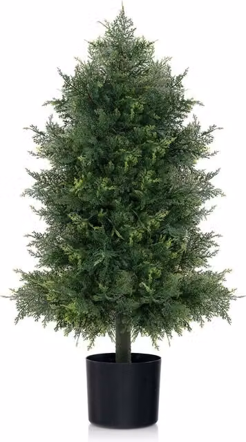 COSTWAY Artificial Cedar Topiary Tabletop Tree in Green