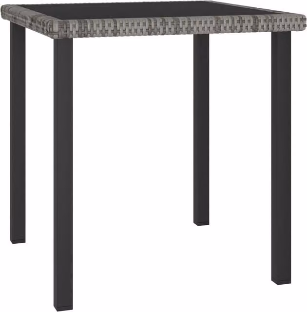 Berkfield Home Grey Poly Rattan Garden Dining Table W/D/H: 70 x 70 x 73 cm – 1