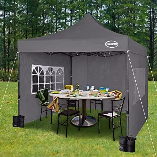 MAXIMUS Heavy Duty Commercial Pop Up Gazebo Market Stall with 4 Walls and 4 Weight Bags, Grey, W/D/H: 300 x 300 x 345 cm – 6