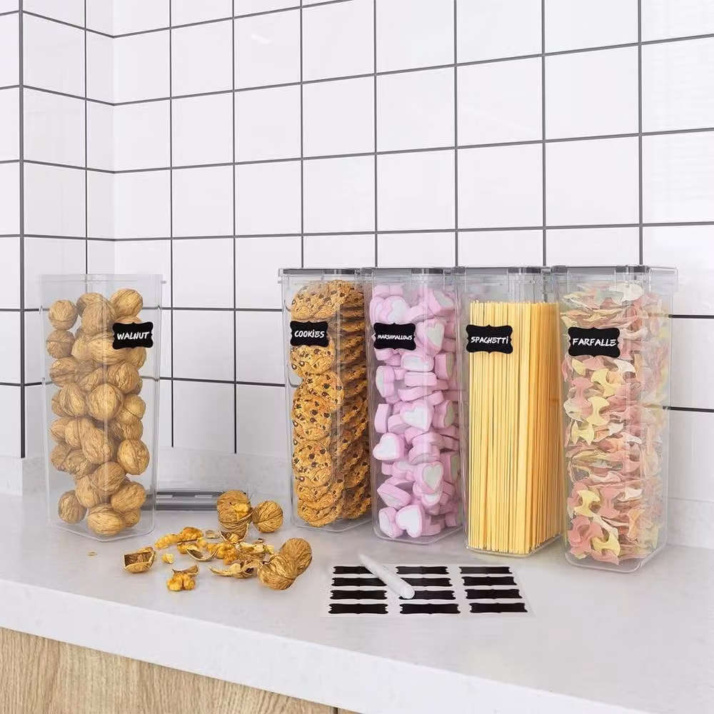VOGREX Set of 4 Airtight and Leakproof Plastic Food Storage Jars for Pasta, Rice and Spaghetti in Transparent – 3
