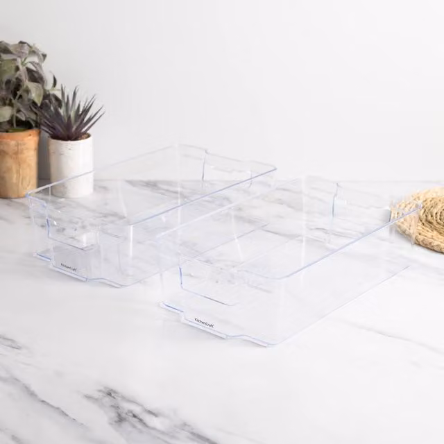 Mikasa Set of 2 Medium Transparent Plastic Fridge Storage Boxes