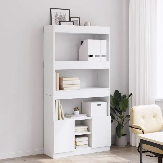 Berkfield Home White Highboard in Engineered Wood W/D/H: 92 x 33 x 180 cm – 1