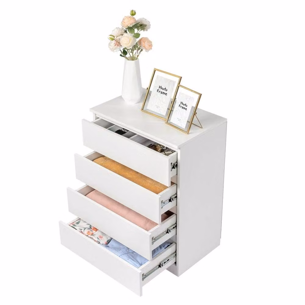 EONLION White Modern Wooden 4-Drawer Slim Chest of Drawers for Bedroom or Living Room – 2