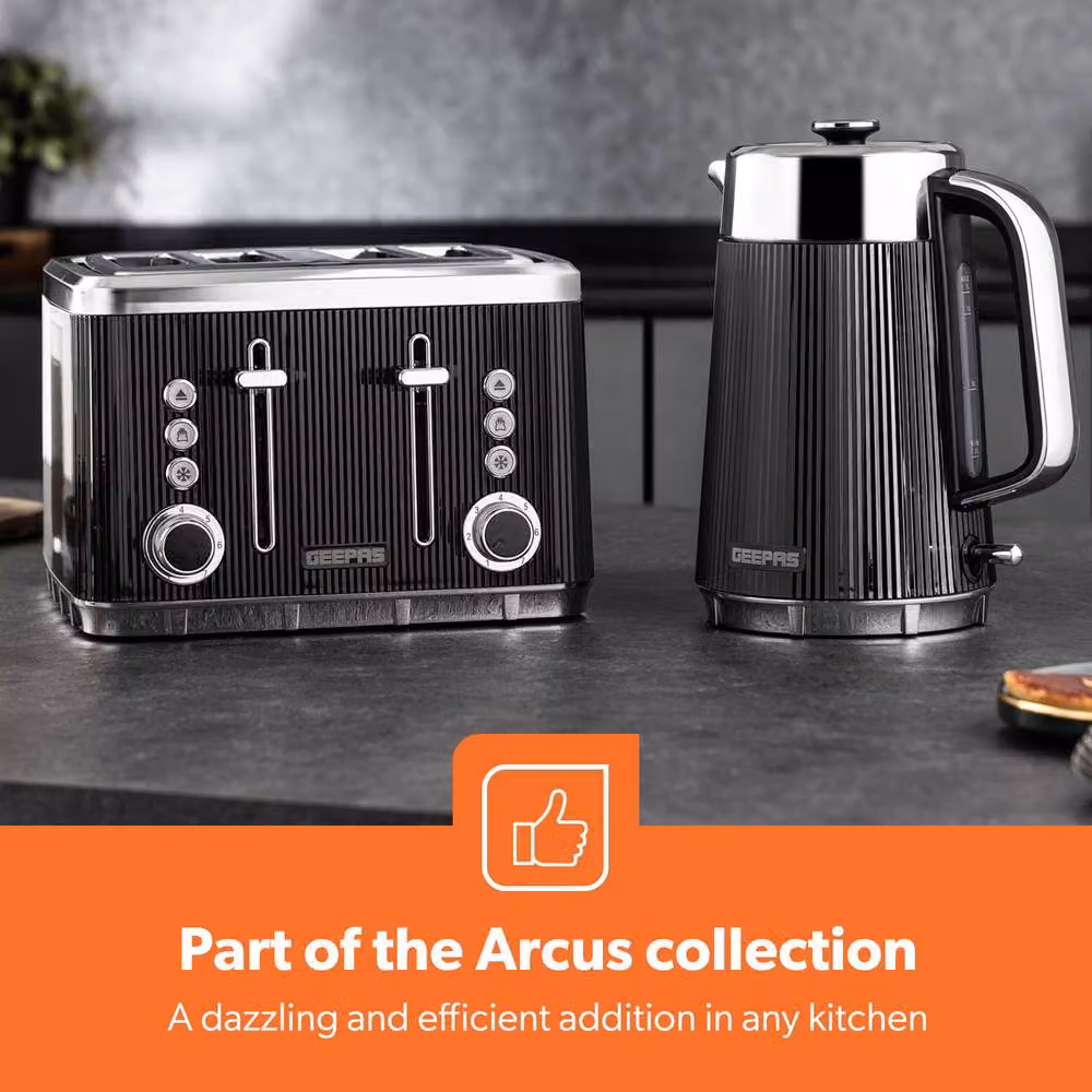 Geepas Arcus Black Kettle 1.7 l, Toaster Set and 23 l Digital Microwave Set – 2