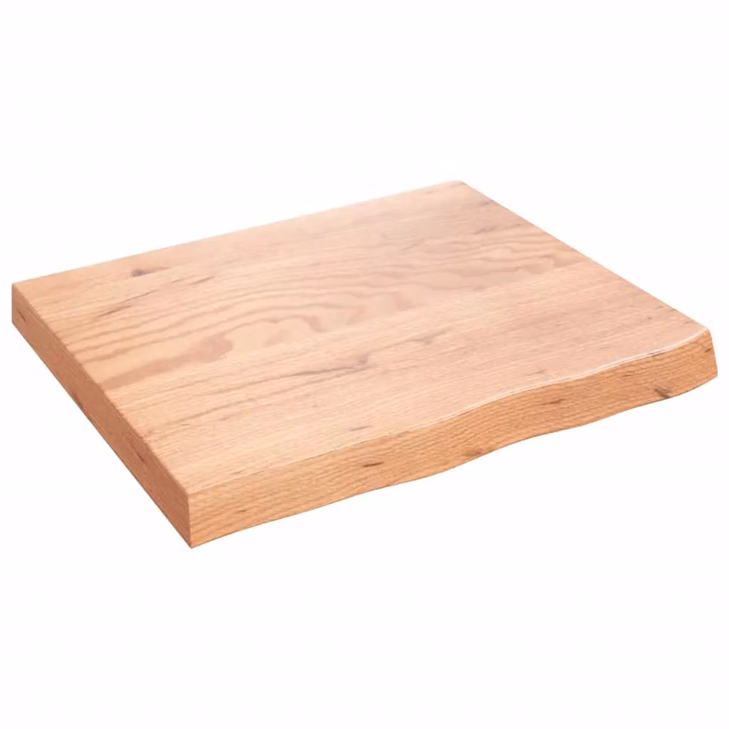 Berkfield Home Bathroom Countertop Light Brown Treated Solid Wood W: 60 cm, D: 50 cm, H: 2-6 cm