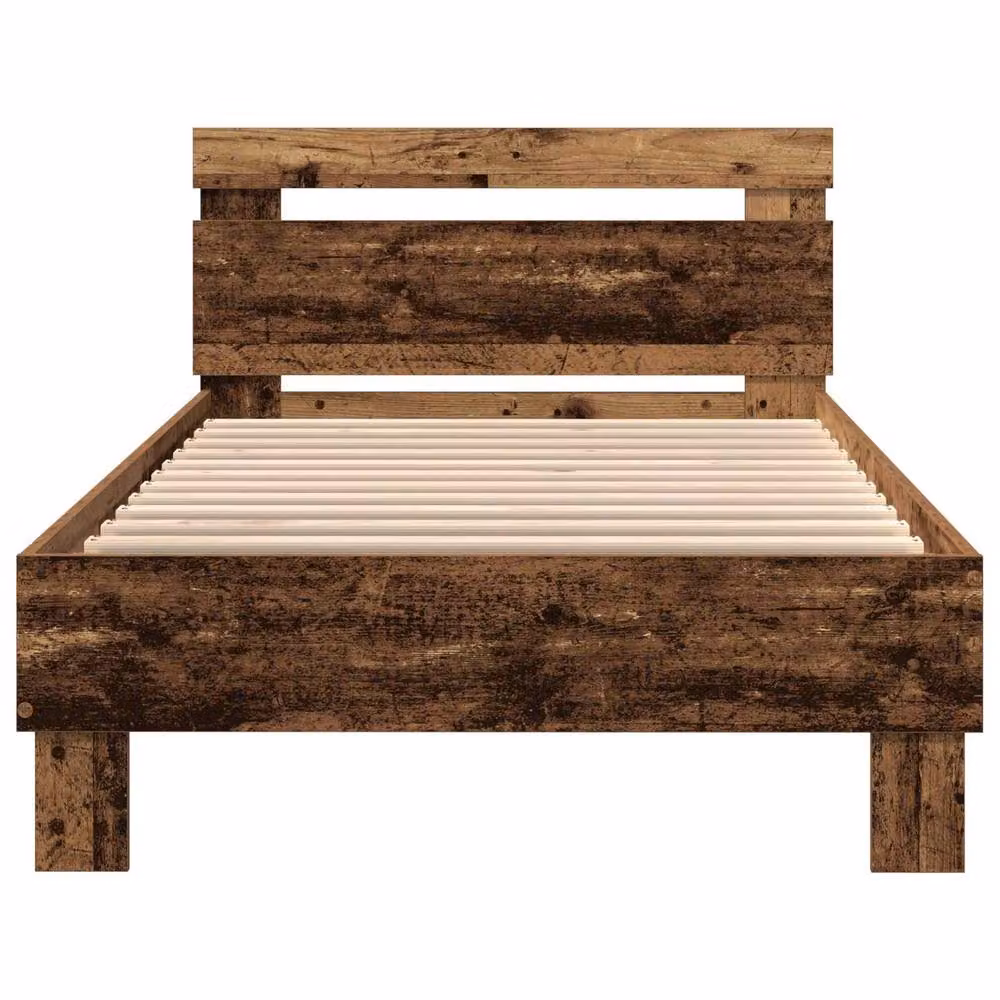 Berkfield Home Modern Bed Frame in Brown Engineered Wood with LED Under-Bed Lighting and USB Charging Port, W: 80 cm, L: 200 cm – 3