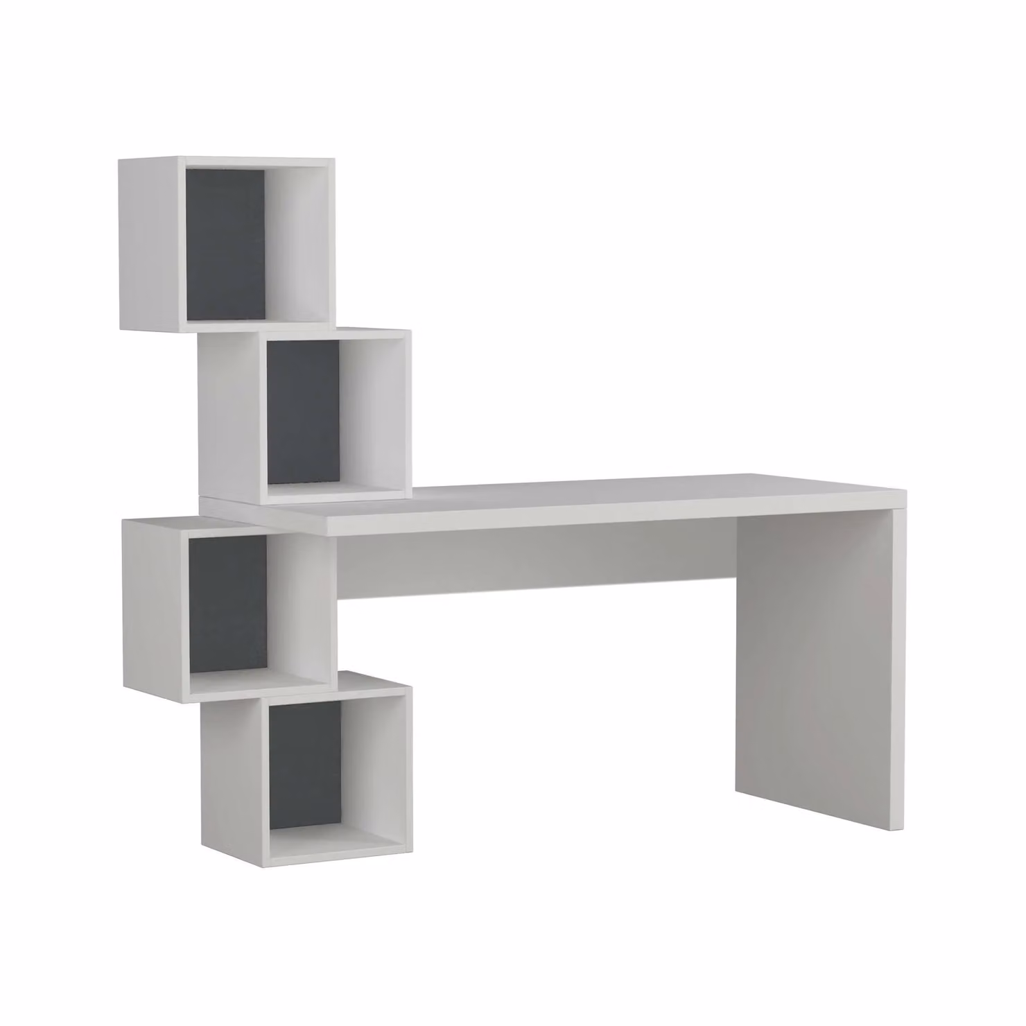 Decortie Balance Modern Writing Desk with Shelves, 2 Pack, White/Multicolour, Width: 153.5 cm – 2