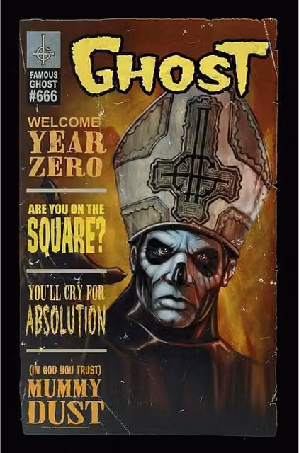 Ghost Magazine Textile Poster in Black, Brown and Yellow, W: 66.0 cm, H: 107.0 cm