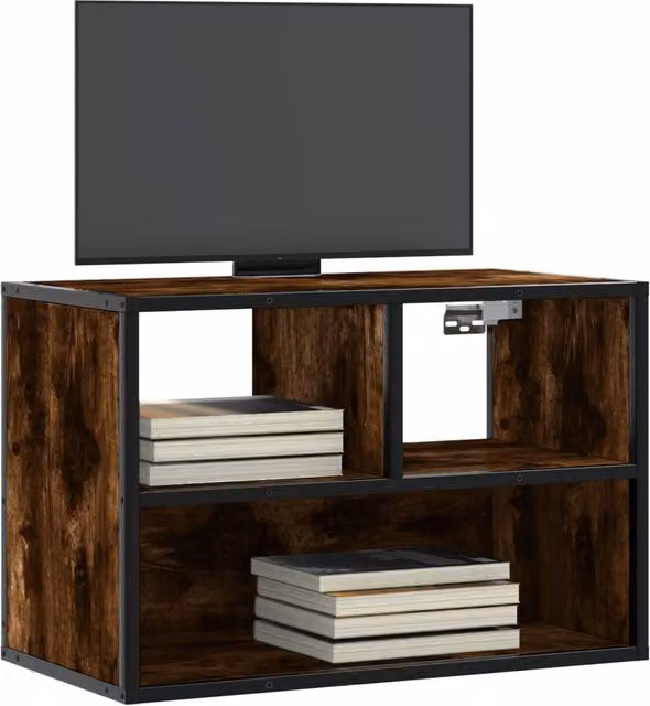 Berkfield Home Industrial TV Cabinet in Smoked Oak and Brown, W: 60 cm, D: 31 cm, H: 39.5 cm