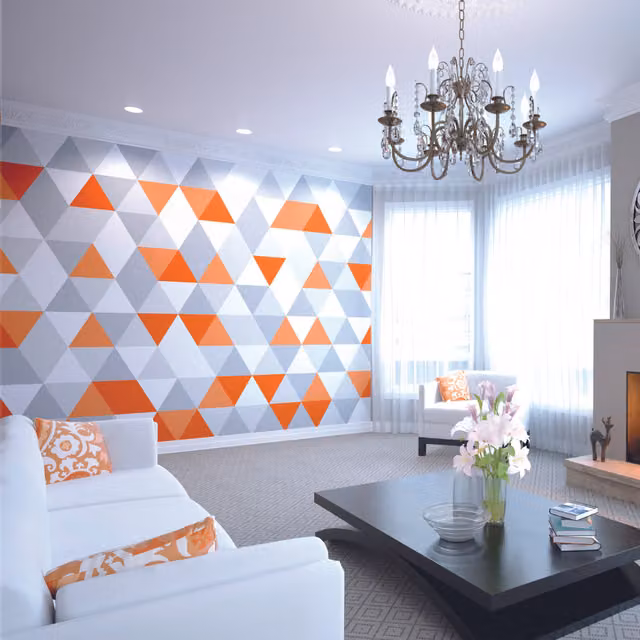 Origin Murals Geometric Modern Wall Mural in Orange