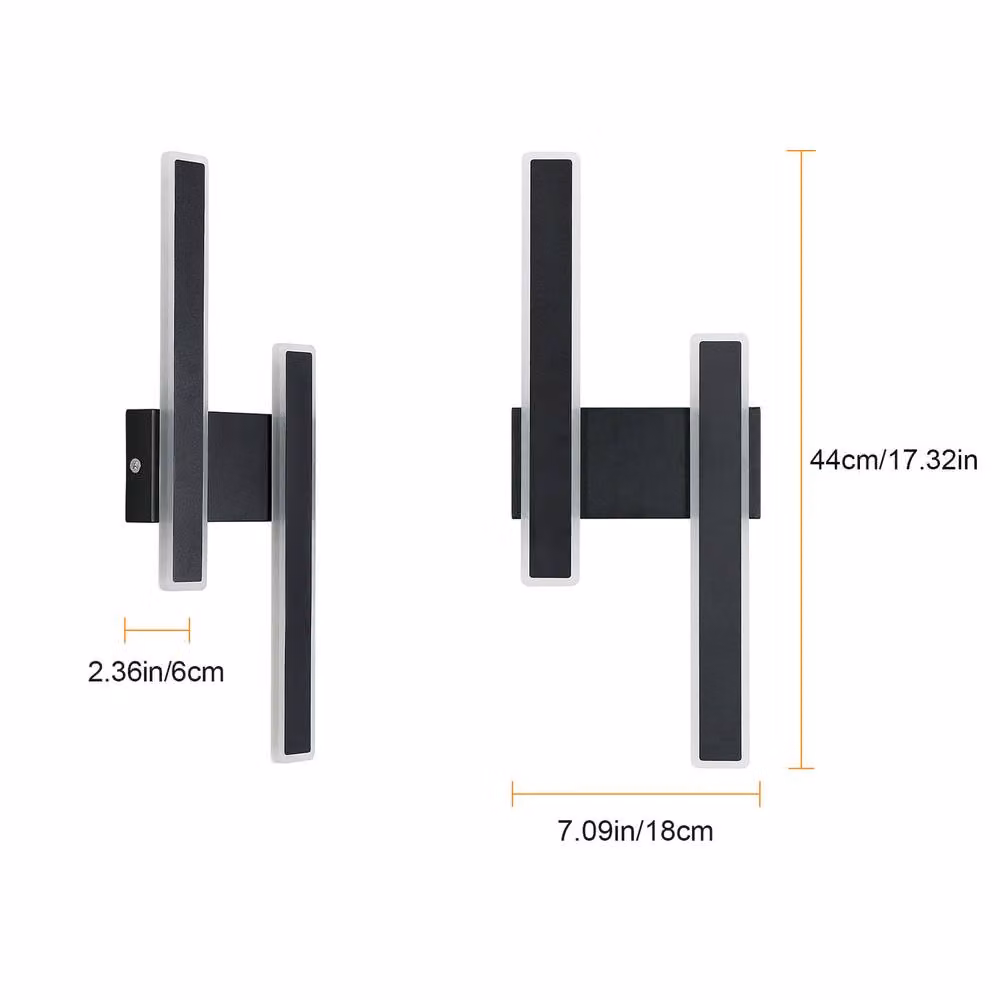 Pheashine Black Dual Linear LED Wall Sconce, 32W 4500K Neutral White, W/H: 44 x 3.5 cm – 4