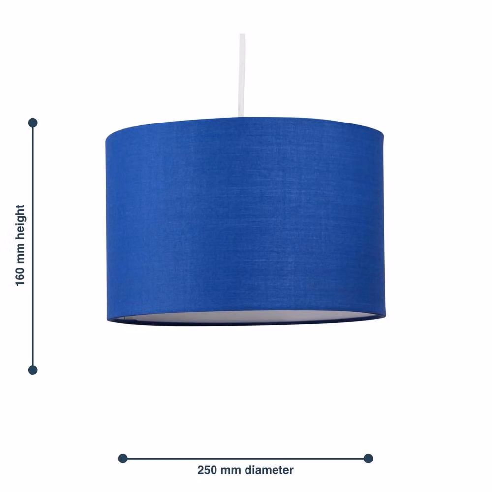 First Choice Lighting Blue Fabric Cylinder Ceiling Light Shade, Diameter: 25 cm – 4