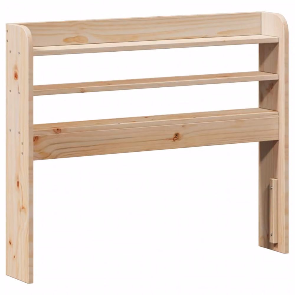 Berkfield Home Single Solid Wood Pine Bed Frame with Headboard and Bedside Shelf in Beige, W/D/H: 90 x 190 cm – 2
