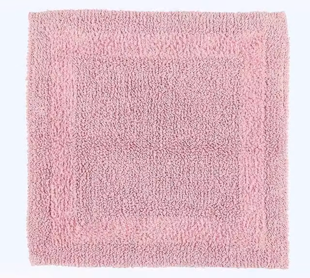 Homescapes Luxury Square Cotton Bath Mat, Blush Pink, W/D/H: 50 x 50 x 1 cm