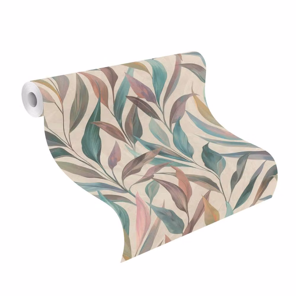 Rasch Fiesta Self-Adhesive Non-Woven Wallpaper with Multicolour Blue, Turquoise and Beige Botanical Floral Scandinavian Pattern – 7