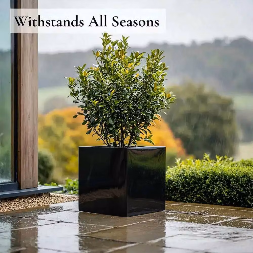 Access Garden Products Black Polished Galvanised Steel Square Planter, W/D/H: 60 x 60 x 60 cm – 3