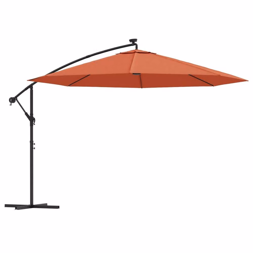 Berkfield Home Cantilever Umbrella with LED Lights in Terracotta Brown, Diameter: 350 cm – 2
