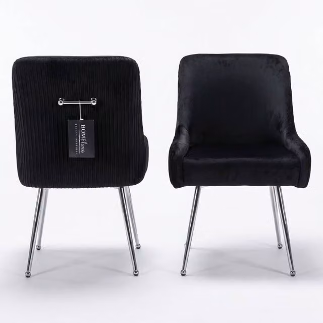 Home Deluxe Vienna Velvet Upholstered Dining Chairs with Armrests in Black and Silver, Set of 2, W/D/H: 62 x 50 x 160 cm – 1