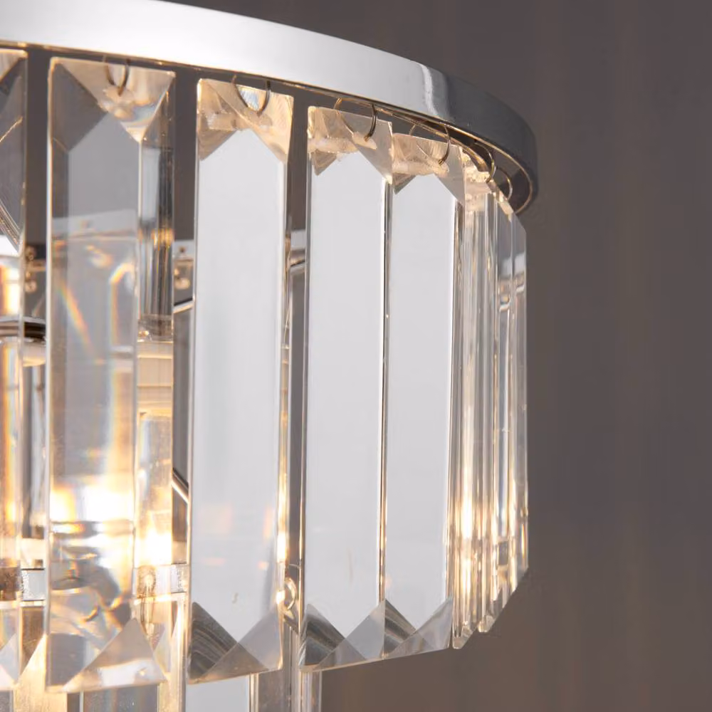 First Choice Lighting Knightsbridge Set of 2 Two Tier Glass and Crystal Pendant Lights in Silver and Chrome – 2