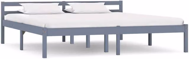 Berkfield Home Super King Bed Frame in Grey Solid Pine Wood, W/D/H: 180 x 200 cm