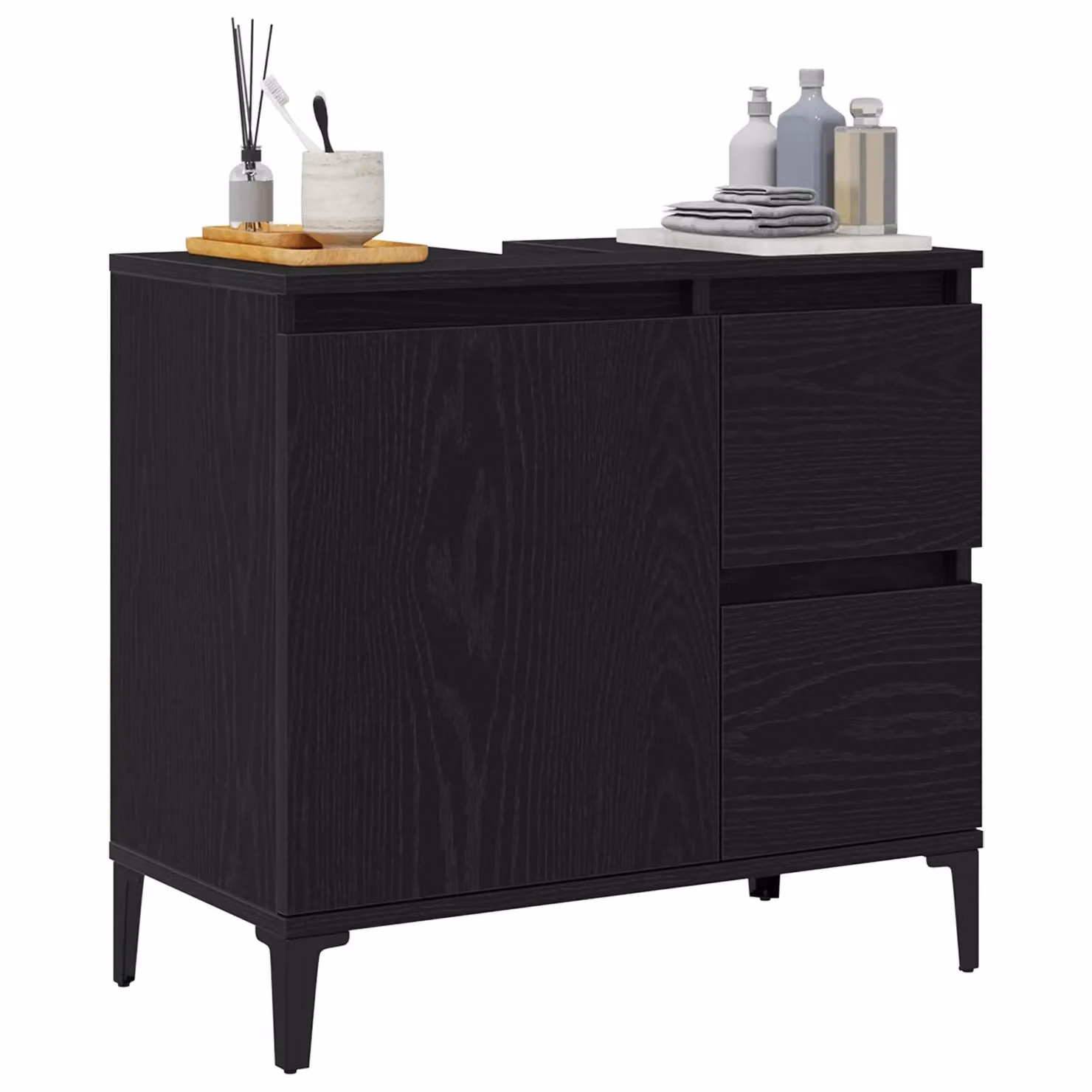 Berkfield Home Black Oak Sink Cabinet, W/D/H: 65 x 33 x 60 cm – 3