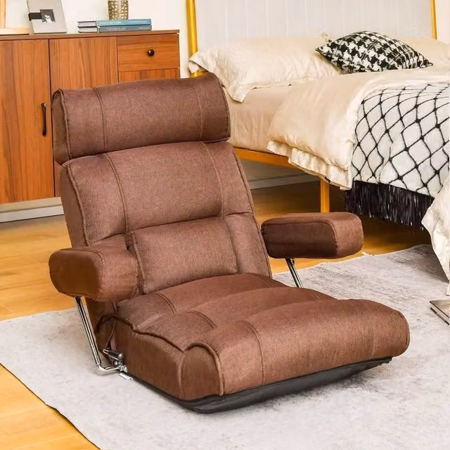 EONLION Ergonomic Folding Floor Sofa Chair in Brown