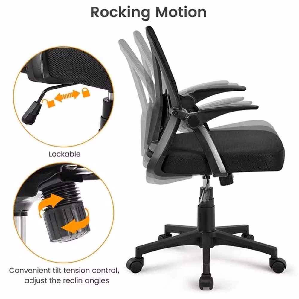 Kelvenix Black Mesh Home Office Task Chair with Armrests – 5