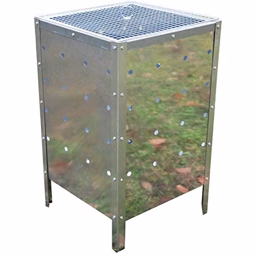 Gr8 Garden 90 Litre Galvanised Steel Square Incinerator Fire Bin in Silver, W/D/H: 40 x 40 x 75 cm – 2