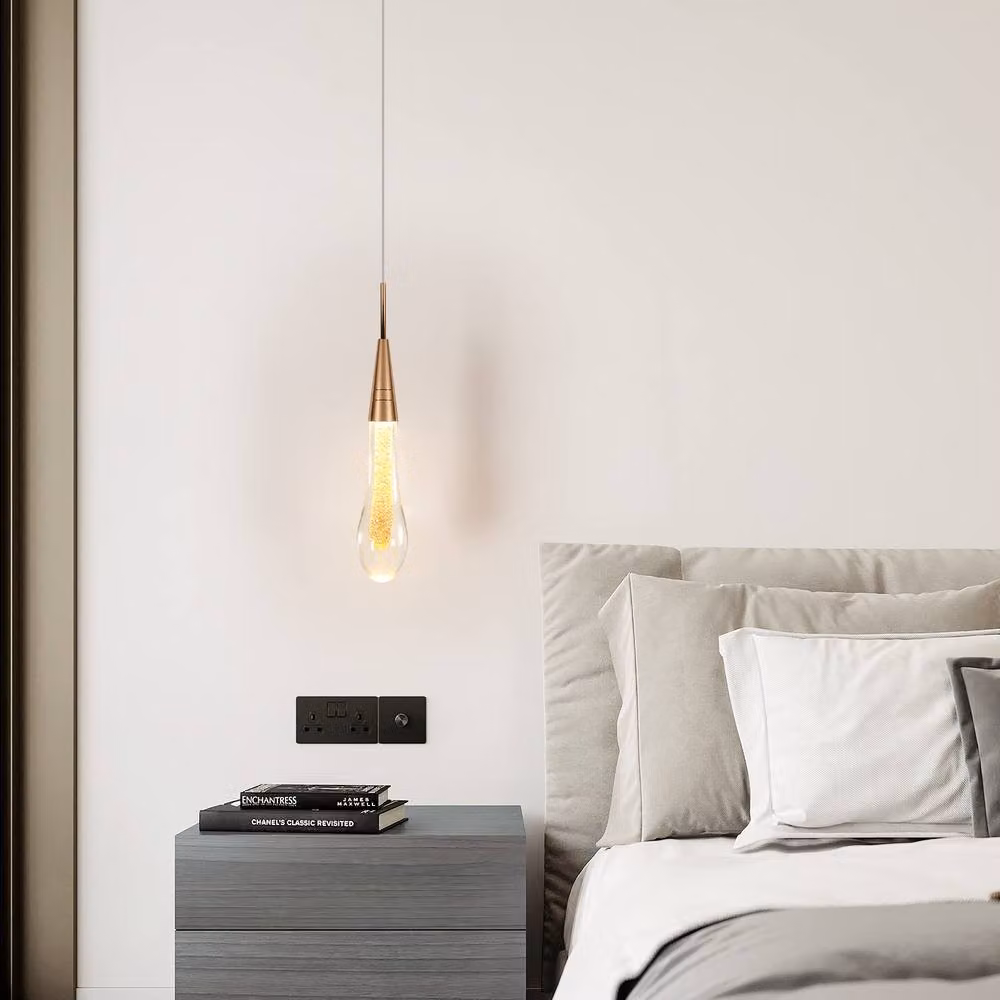 Goeco Modern Teardrop Crystal LED Chandelier in Gold with Warm White 3000K Light – 4