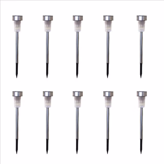 Samuel Alexander 10 LED Solar Stainless Steel Garden Path Lights in White and Silver