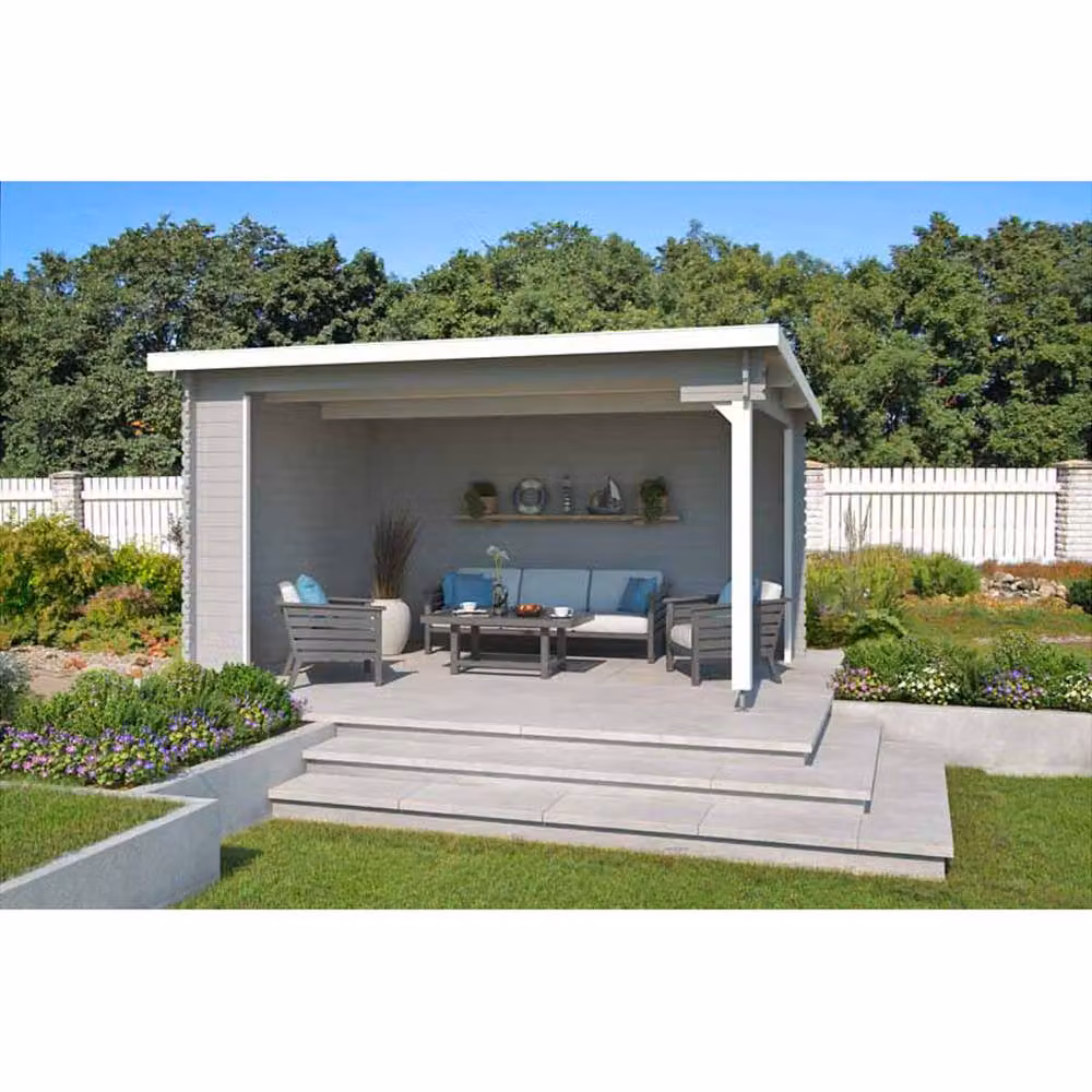 Lasita Maja Ltd Columbus Log Cabin Garden Room and Home Office in Beige, W: 349 cm, D: 435 cm, H: 245.1 cm – 3
