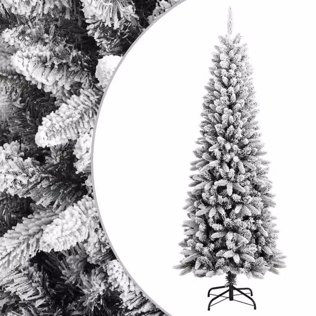 Berkfield Home Artificial Flocked Snow Christmas Tree in White, Height: 210 cm – 1