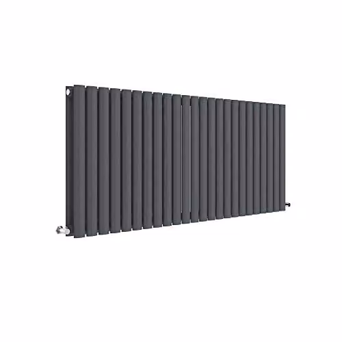 Nuie HLA40D Revive Modern Home Wall Mount Designer Horizontal Double Panel Radiator, Anthracite, W: 1398 mm, H: 600 mm, D: 78 mm