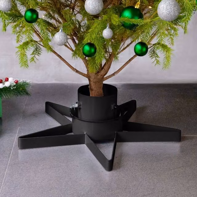 Berkfield Home Christmas Tree Stand, Black, W/D/H: 47 x 47 x 13.5 cm