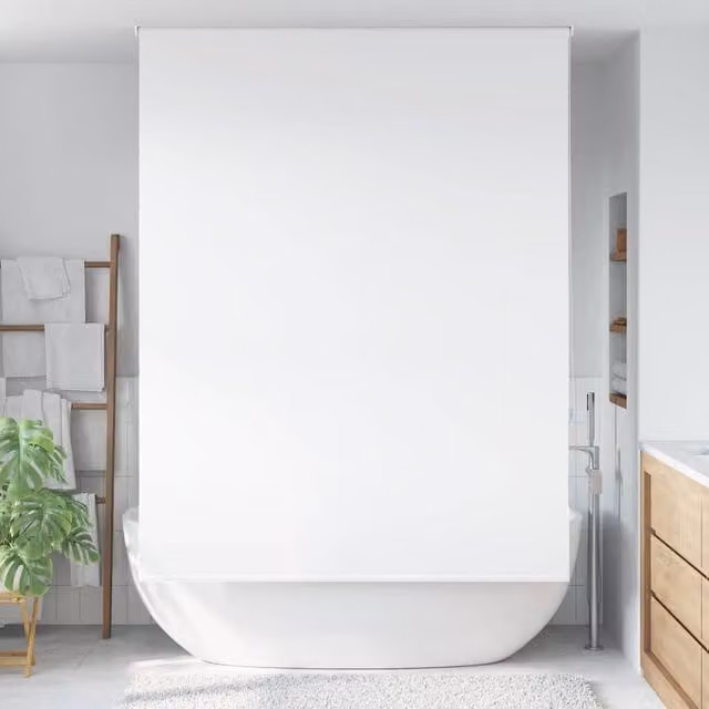 Berkfield Home White Opaque Shower Roller Blind, W: 100 cm, H: 240 cm
