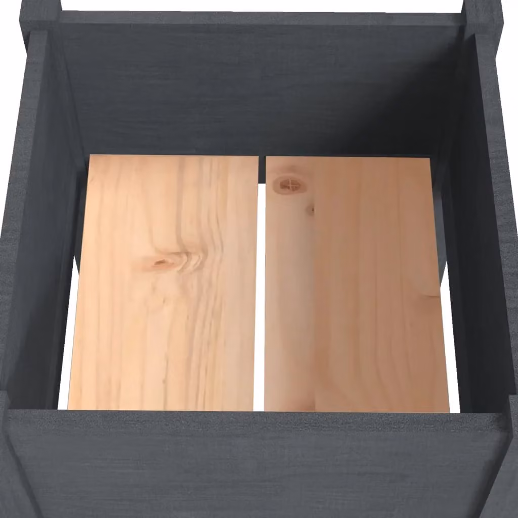 Berkfield Grey Wooden Raised Bed Garden Planter W/D/H: 40 x 40 x 70 cm – 3